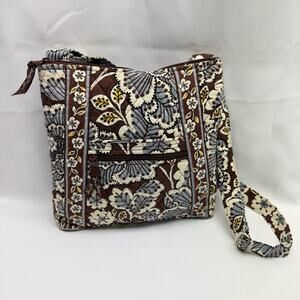 Vera Bradley Retired Slate Blooms Pattern Hipster Crossbody Bag Quilted Cotton